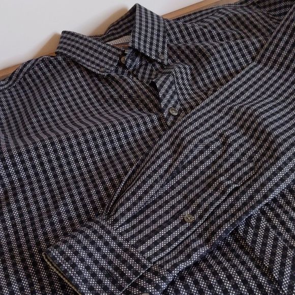 Ben Sherman Black and White Long Sleeve Button Down Shirt SZ M - Picture 6 of 14